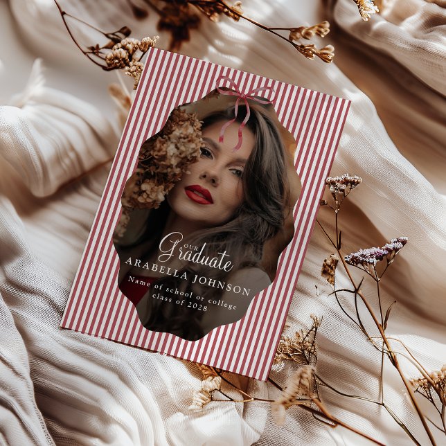 Söt randig röd rosett Foto Examen Meddelande (Skapare uppladdad)