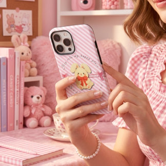 Söt randig söt kanin mjuk iPhone 14-fodral