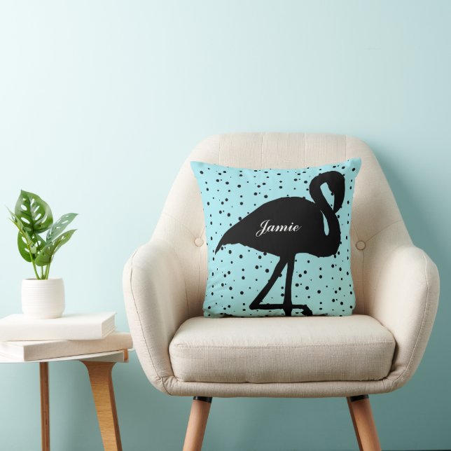 Söt Random Dot Flamingo Teal Aqua Kudde (Stol)