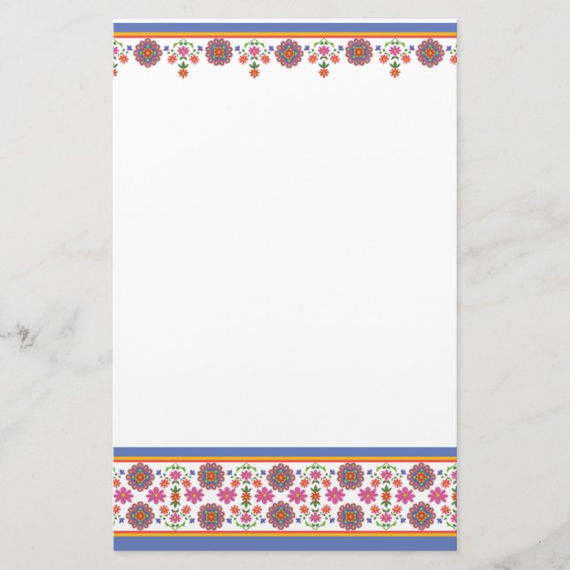 Söt Rangoli Blommigt Gräns Stationery Brevpapper (Framsida)