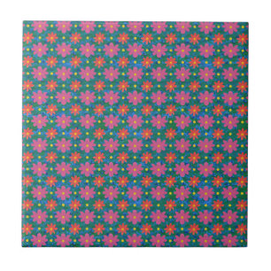 Söt Rangoli Flowers och Polka dots keramiska platt Kakelplatta