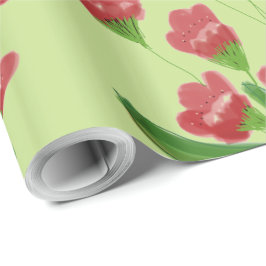 Söt Raspberry Flowered Gift Wrap Wrap Presentpapper