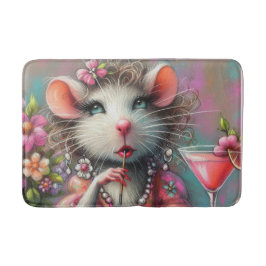 Söt Råtta Dam som har en Martini Contemplating Badrumsmatta