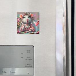 Söt Råtta Dam som har en Martini Contemplating Magnet