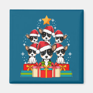 Söt råtta Terrier Le Hund Julgran Jul Hatt Magnet