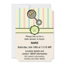 Söt rattle Baby Shower-inbjudan