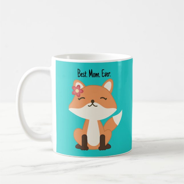 Söt Räv Bästa Mamma Någonsin Kaffemugg (Vänster)