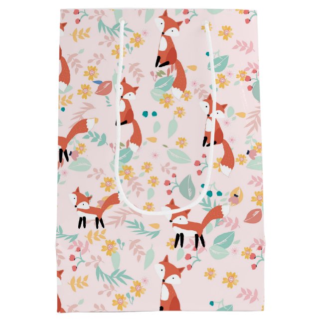 Söt Räv Blommig Rosa Design  (Baksidan)