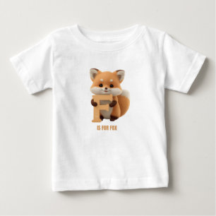 Söt Räv Bokstav F Barn T-Shirt Djur Alfabet S