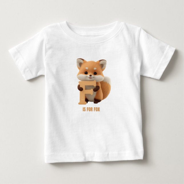 Söt Räv Bokstav F Barn T-Shirt | Djur Alfabet S (Framsida)