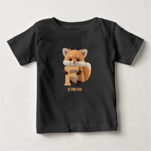 Söt Räv Bokstav F Barn T-Shirt Djur Alfabet S