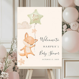 Söt räv flygande ballong Baby Shower Välkommen Poster