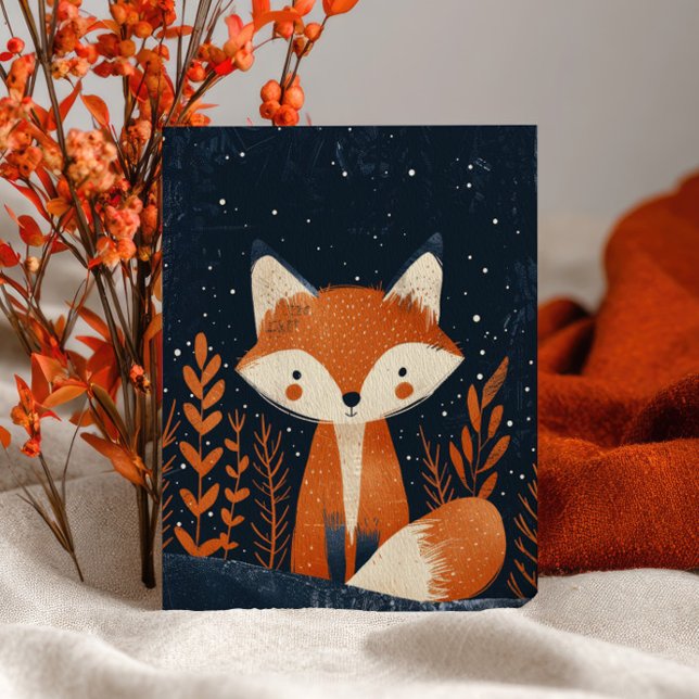 Söt räv illustration Skogs julkort Vykort (Skapare uppladdad)