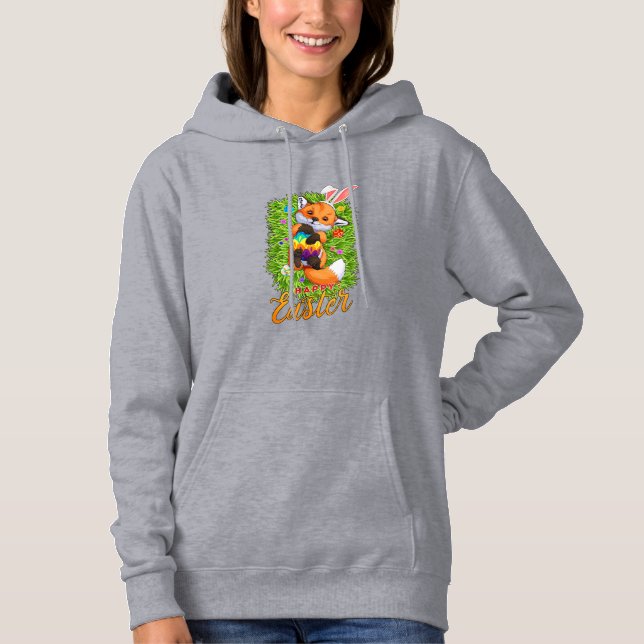 Söt räv kaninöron Glad påsk räv med påsk E T Shirt (Framsida)