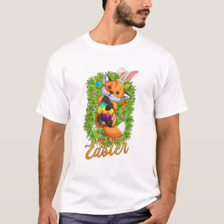 Söt räv kaninöron Glad påsk räv med påsk E T Shirt