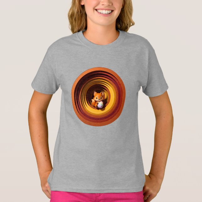 Söt räv med geometriskt påskägg i pappersurklipp t shirt (Framsida)