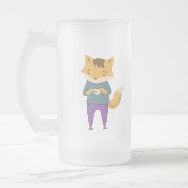 Söt räv med tekopp frostat ölglas (Vänster)