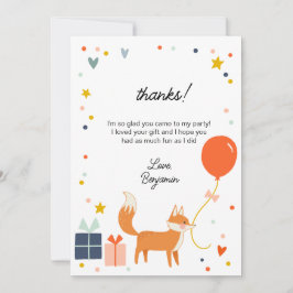 Söt räv Modernt tack för barnkalas