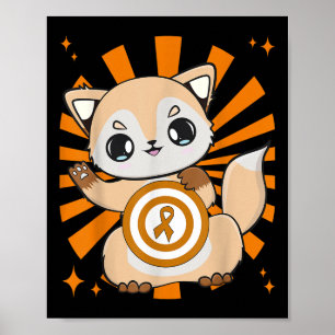 Söt räv och orange band för leukemiupplysning poster