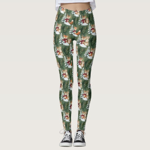 Söt räv rådjur uggla jul vinter skog leggings
