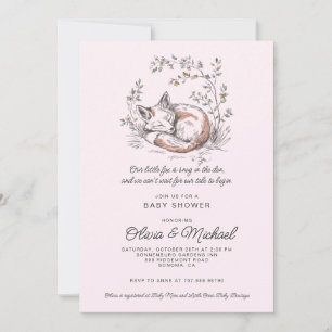 Söt Räv Rosa Flick Baby Shower Inbjudningar
