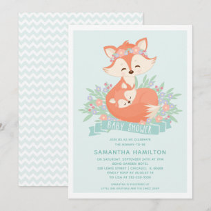 Söt Räv Skogs Pojke Baby Shower Inbjudan