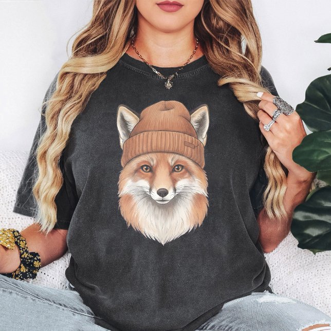 Söt räv som bär mössa grafik t shirt (Skapare uppladdad)