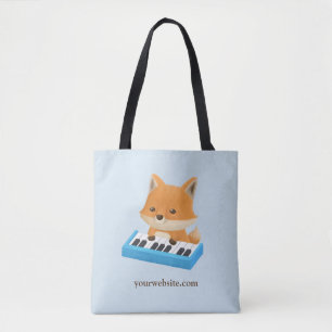 Söt räv som spelar på pianotangentbord Totebag Tygkasse