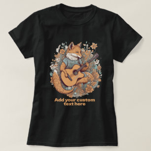 Söt räv spelar gitarr vildblomma, Räv-älskare T Shirt