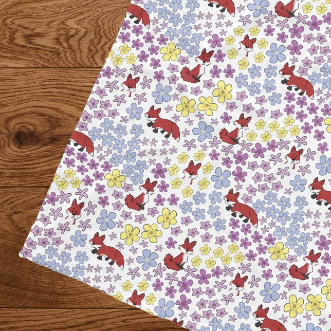 Söt Räv Whimsical Färgglada Vilda Blommor Baby Fli Fleecefilt (Skapare uppladdad)