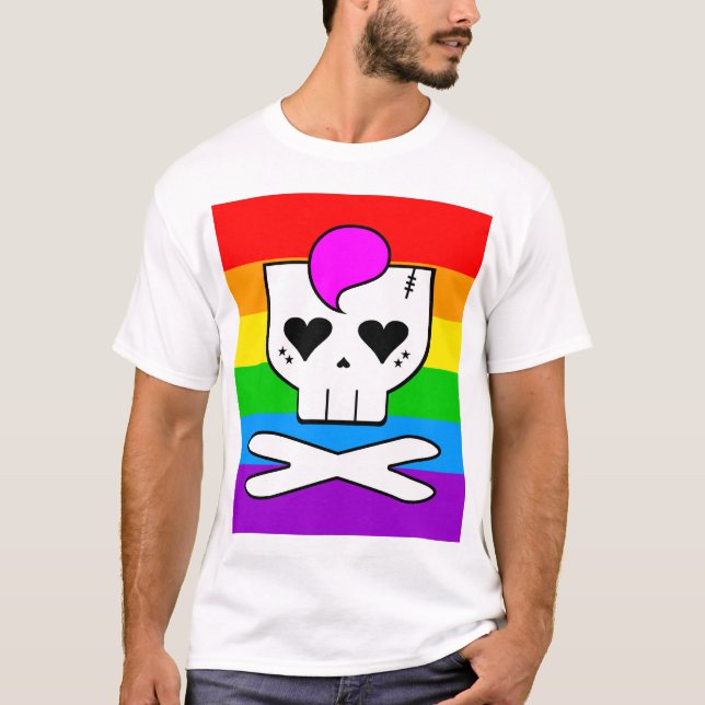 Söt rave-kalle skull regnbåge tee shirt (Framsida)