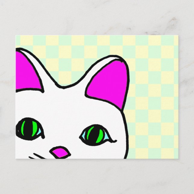 Söt Rave Lucky Cat Maneki Neko Vykort (Framsida)