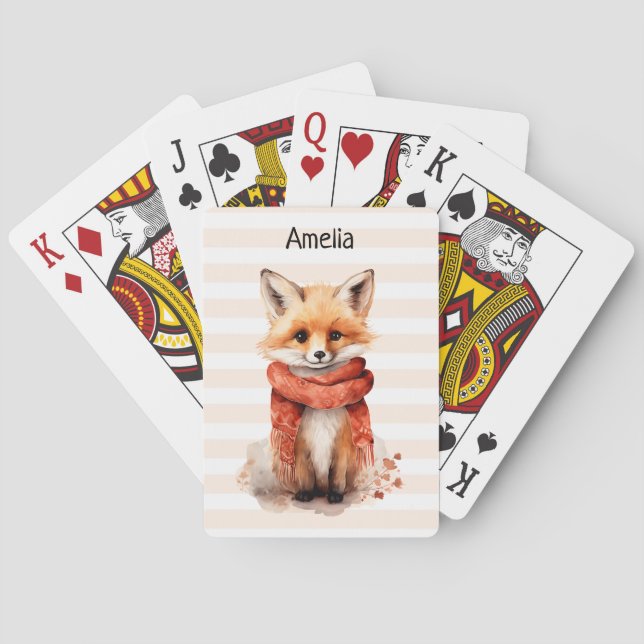 Söt Rävläv i en Röd Halsduk Casinokort (Baksidan)