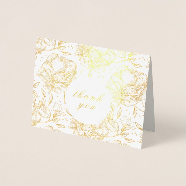 Söt Real Gold Foil Flowers Tack Folierat Kort (Framsida)