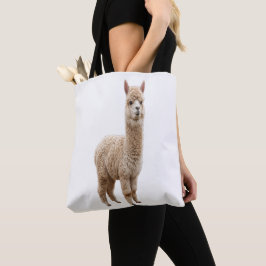 Söt Realistisk Fluffig Alpaca Foto Toteväska Tygkasse