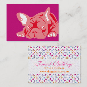 Söt realistisk illustration av fransk bulldog visitkort