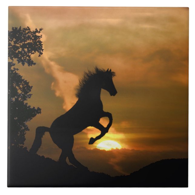 Söt Rearing Horse Art Tile Kakelplatta (Framsidan)