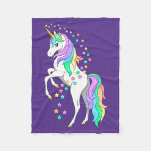 Söt Rearing Rainbow Unicorn Falling Stars Fleecefilt