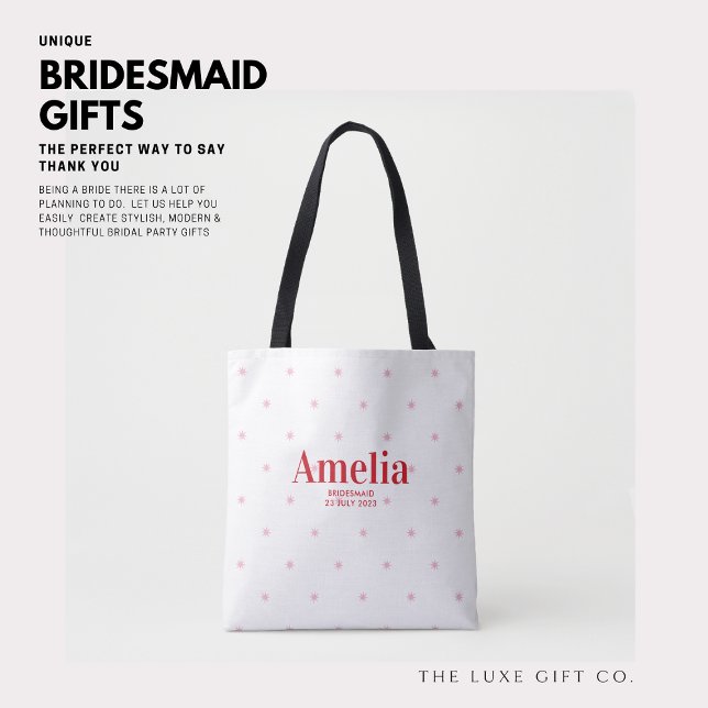 Söt Red and Rosa Stars Bridesmaid Frieri Gift Tygkasse (Skapare uppladdad)