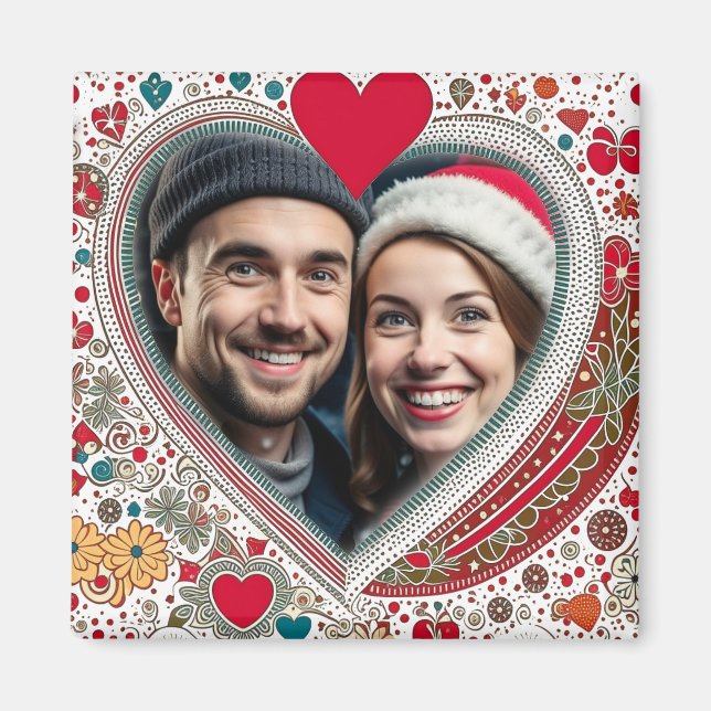 Söt Red and Turcos Hearts Ram Magnet (Framsidan)