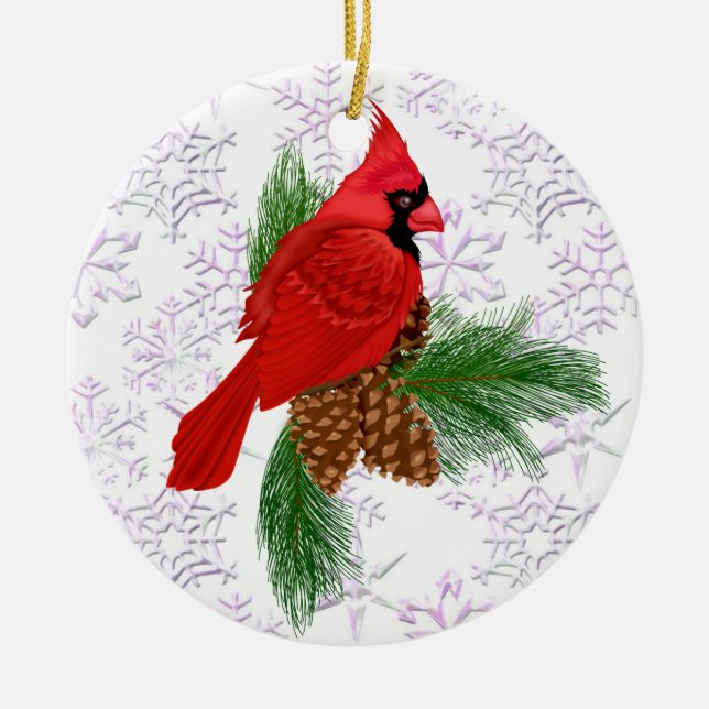 Söt Red Bird Julgransprydnad Keramik (Framsidan)