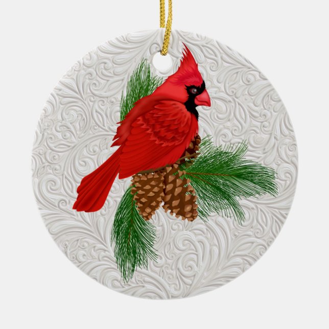 Söt Red Bird Ornament (Framsidan)