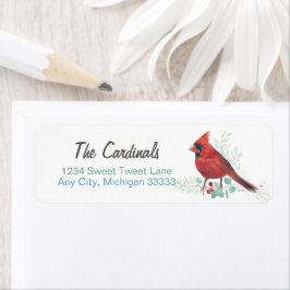 Söt Red Cardinal Art Returadress Etikett