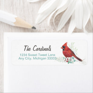 Söt Red Cardinal Art Returadress Etikett