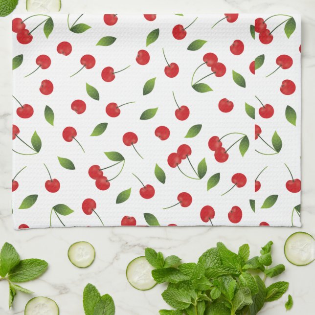 Söt Red Cherry Kökshandduk (Vikta)