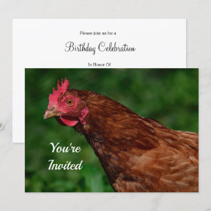 Söt Red Chicken Ansikte Photo Birthday Inbjudningar