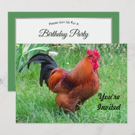 Söt Red Chicken Profile Photo Birthday Inbjudningar
