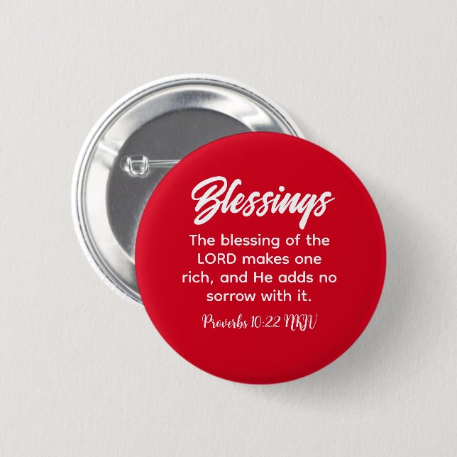Söt Red Christian Faith Blessings Bible Verse Knapp (Framsida & baksida)