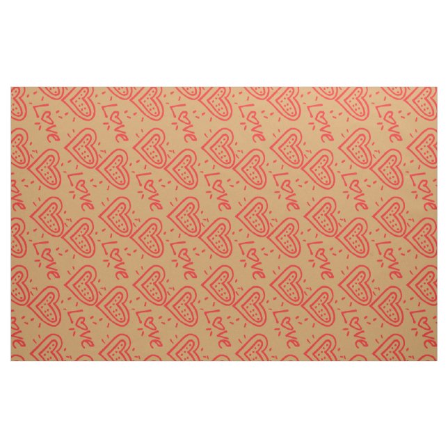 Söt Red Doodles Hearts Kärlek Mönster Tyg (Fat Quarter)