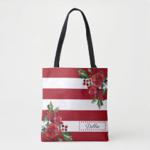 Söt Red Flowers and Rand Tote Bag
